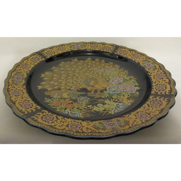 Utsuwa-No-Yakata Japanese Porcelain Charger Japan Art of Tableware Blue Peacock - Picture 3 of 12